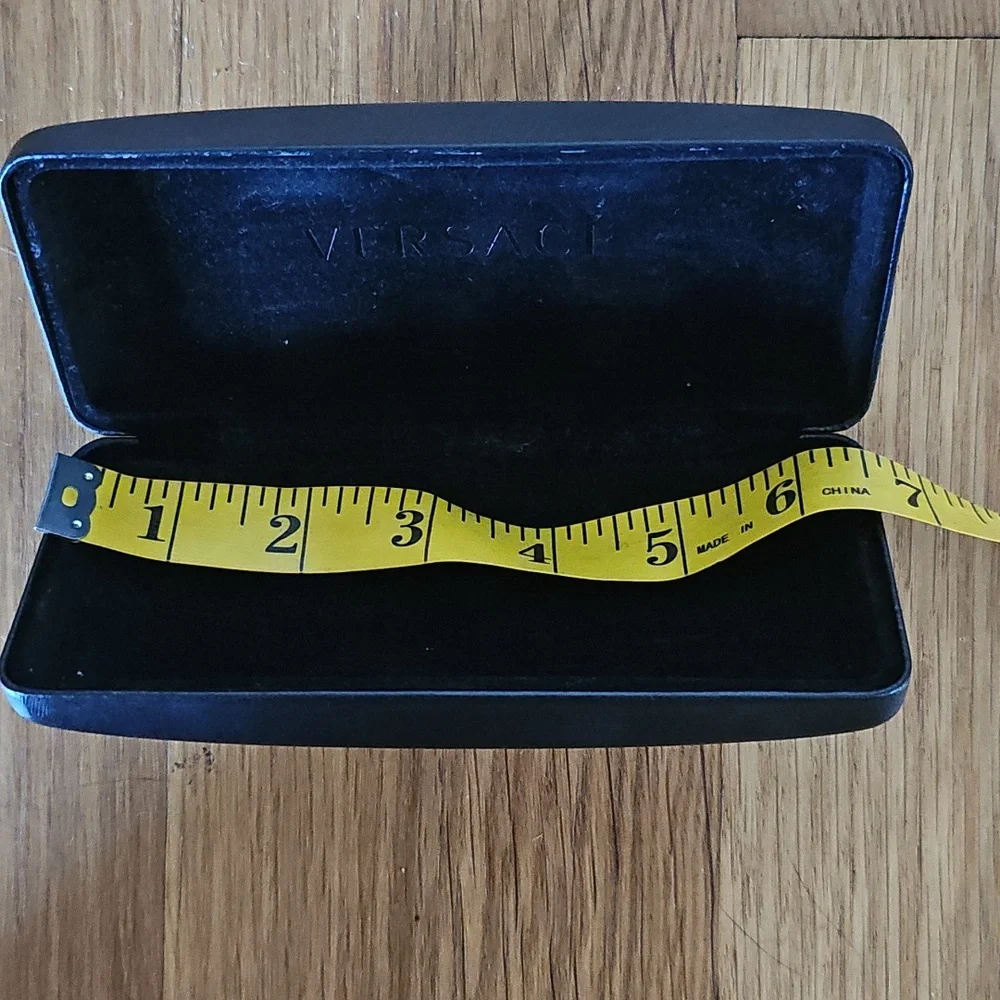 Versace Black Eyeglass Sunglasses Hard Clamshell Case Gold Tone Lettering - Picture 6 of 8